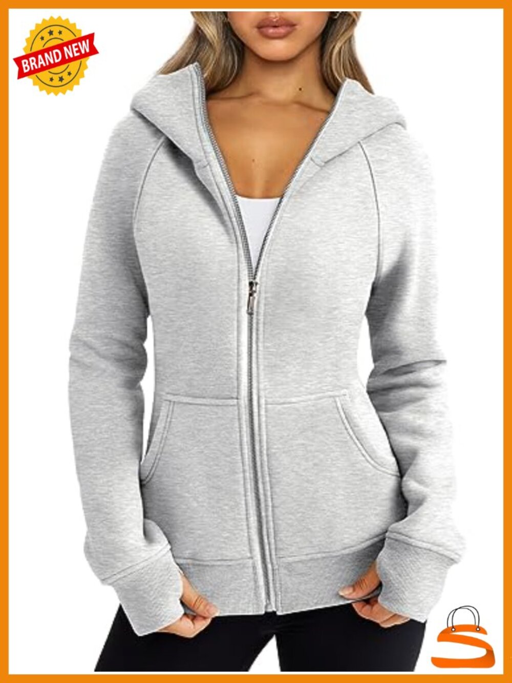 Women's Fleece Zip Up Hoodie Cotton Blend Full Zip Fitted Sweatshirt Jacket